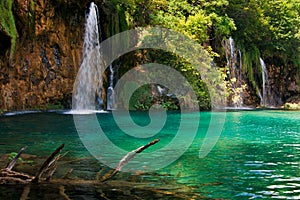 Waterfalls in National Park Plitvice Lakes.