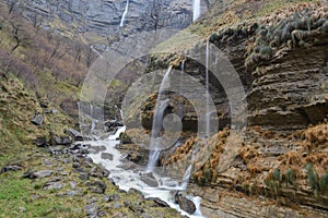 Waterfalls at Nervion river, Delika Canyon, Basque Country, Spain