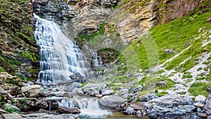 Waterfalls next to the trekking trails in the Ordesa y Monte Perdido National Park photo