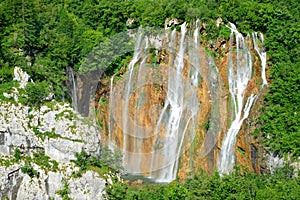 Waterfalls in Plitvice Lakes National Park, Croatia.