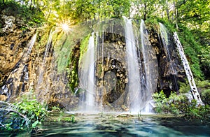 Waterfalls in Plitvice Lakes National Park, Croatia