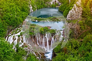 Waterfalls in the Plitvice National Park, Croatia