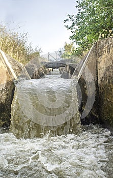 Waterfalls portion at irrigation canal, Spain