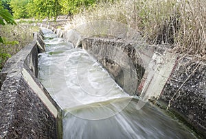 Waterfalls portion at irrigation canal, Spain