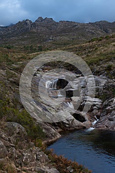 Waterfalls of pozo das olas, in the natural park of Xures-Geres between Galicia and Portugal