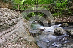 waterfalls produced by the orfento river in the mountain area of the majella abruzzo Italy