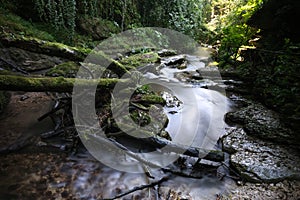 waterfalls produced by the orfento river in the mountain area of the majella abruzzo Italy