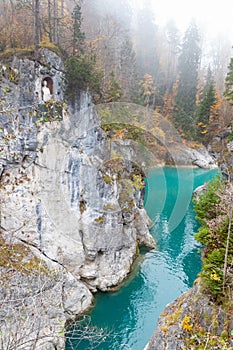 Lechfall waterfalls in FÃÂ¼ssen, city on the border between Austria and Germany photo