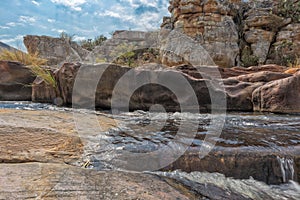 Waterfalls with rocks in the canyon of Leba. Angola. Lubango. photo