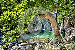Waterfalls in Samothraki Vathres in Nothern Greece