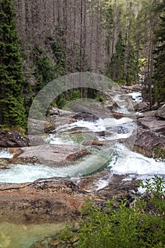 Waterfalls at stream Studeny potok in High Tatras, Slovakia