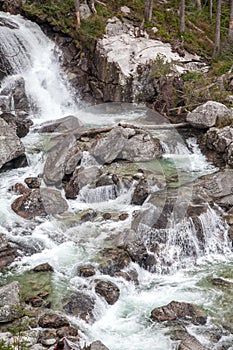 Waterfalls at stream Studeny potok in High Tatras, Slovakia