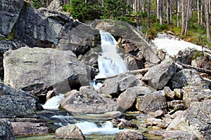 Waterfalls of Studeny potok in High Tatras, Slovakia