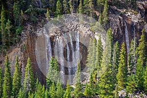 Waterfalls in Sunwapta Valley, view from Glacier Skywalk in Jasper National Park, Rocky Mountains, Alberta Canada