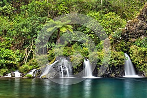 Waterfalls Trou noir, Langevin , Reunion island photo