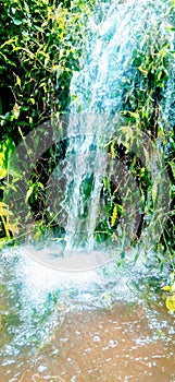 waterfallWater pool leafgreen clear water water flow