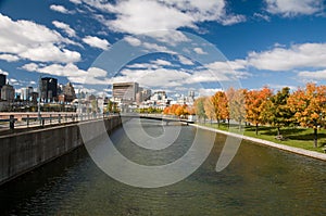 Waterfont in Montreal in fall