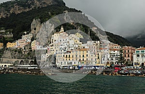Waterfront Of Amalfi Italy On A Wonderful Spring Day