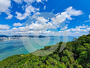 Waterfront of Balneario CamboriÃº. Beautiful Brazilian beach. View from Unipraias CamboriÃº Park. photo