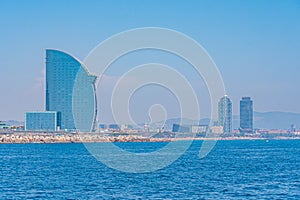 Waterfront of Barcelona dominated by Hotel W designed by Ricardo Bofill, Spain photo