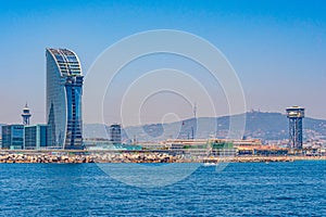 Waterfront of Barcelona dominated by Hotel W designed by Ricardo Bofill, Spain photo