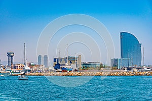 Waterfront of Barcelona dominated by Hotel W designed by Ricardo Bofill, Spain photo