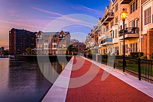 The waterfront in Canton at twilight, Baltimore, Maryland. photo