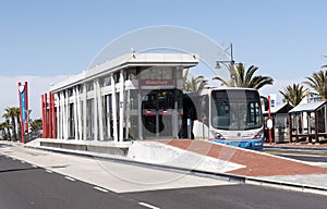 Myciti bus at bus stop in Cape Town South Africa