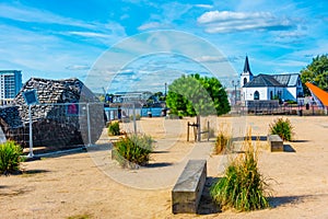 Waterfront of Cardiff bay at Welsh capital Cardiff