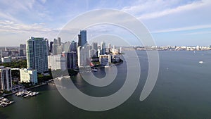 Waterfront condos Brickell Miami 5k aerial video