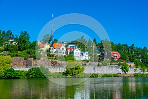 Waterfront of gota alv river in Swedish town Trollhattan