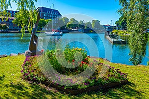 Waterfront of gota alv river in Swedish town Trollhattan