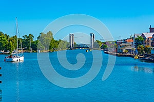 Waterfront of gota alv river in Swedish town Trollhattan