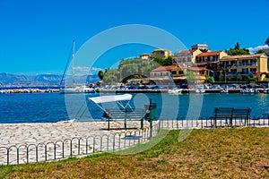 Waterfront of Greek town Kassiopi, Corfu