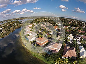 Waterfront homes aerial view