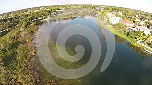 Waterfront homes and lake aerial view