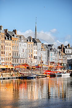 Waterfront in Honfleur town, France