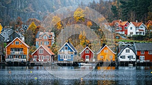 Waterfront Houses in Autumn