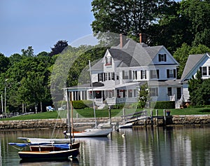 Waterfront houses and boats