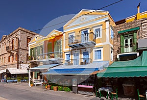 Waterfront Houses on Symi Promenade, Greece photo