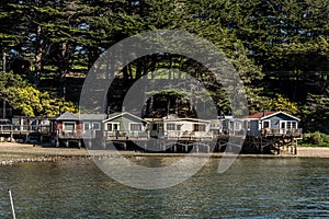 Waterfront houses on Tomales bay along highway one