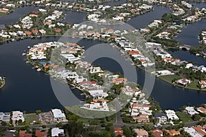 Waterfront housing aerial.