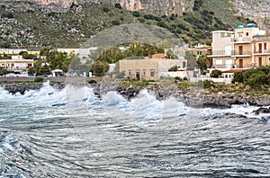 Waterfront of The Island of Women or Isola delle Femmine in the Mediterranean sea, Sicily