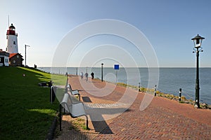 The waterfront and the lighthouse built in 1844 of Urk, a fishing town, located in the Flevoland province