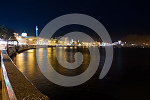 Waterfront at Mutrah of Muscat at night