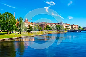 Waterfront of Nissan river in Swedish town Halmstad