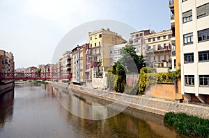 The waterfront of Onyar river during Temps de Flors (Flower Fest