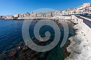 Waterfront of the Ortigia island in Sicily, Italy