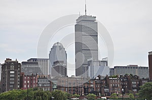 Waterfront Panorama with Prudential Tower from Boston in Massachusettes State of USA