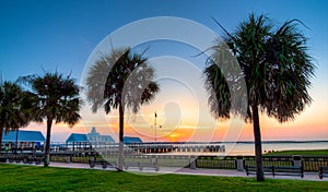 Waterfront Park Pier, Dawn. Charleston, SC.